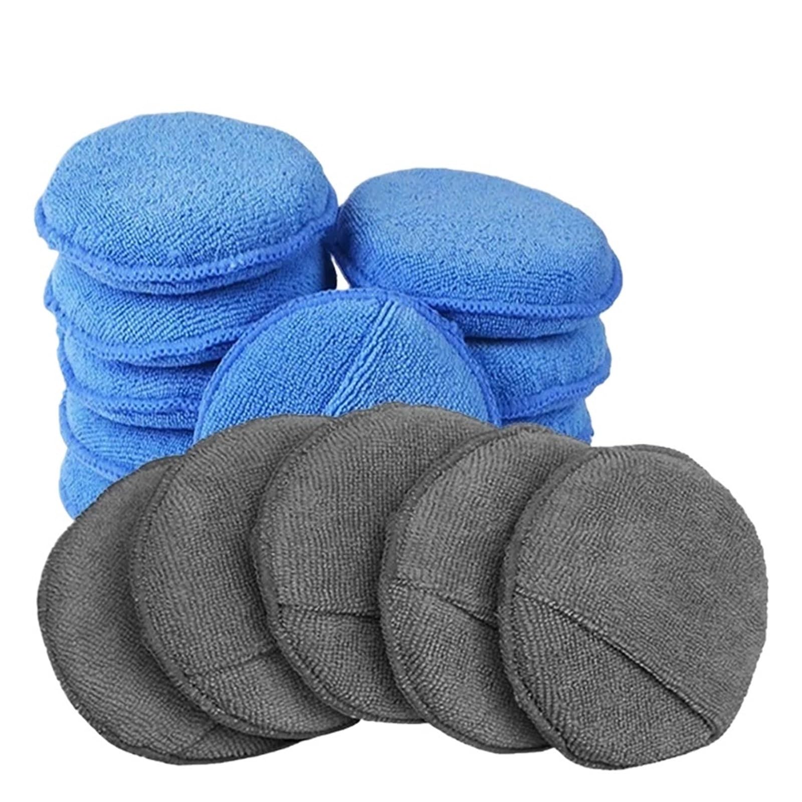 Genérico Almohadillas aplicadoras detalladas de Coches, Esponja Pulido y Encerado for el Cuidado del Coche, Bolsa Redonda Microfibra Suave, Espuma, Herramientas Limpieza(10pcs Grey)