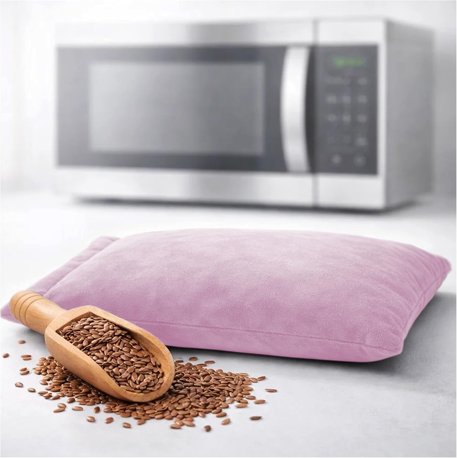 Microwavable Heating Pad for Period Cramps, Heating pad–Machine Washable Cover-Heating Pad, Portable Menstrual Microwave Heating Pad- Unscented (Pink Pillow)