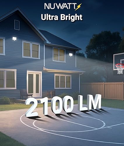 Miniatura 5 de NUWATT Reflector LED de 15W, 3CCT 3000K4000K5000K seleccionable, iluminación impermeable IP65, soporte de articulación ajustable de 12", 2100