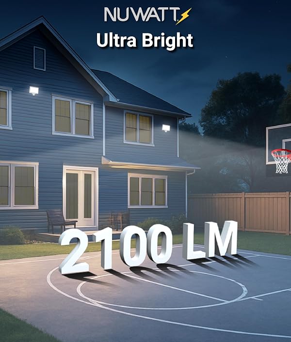 NUWATT 15W LED Flood Light, 3CCT 3000K/4000K/5000K Selectable, IP65 Waterproof Lighting, 1/2" Adjustable Knuckle Mount, 2100 Lumens, 120-277V, Outdoor Security Floodlight for Yard, White, UL by NUWATT - Image 5