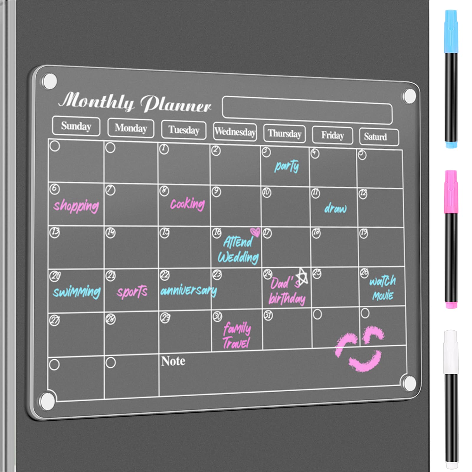 Photo 1 of DIYMAG Magnetic Calendar, Fridge Magnets for Whiteboard Monthly Dry Erase