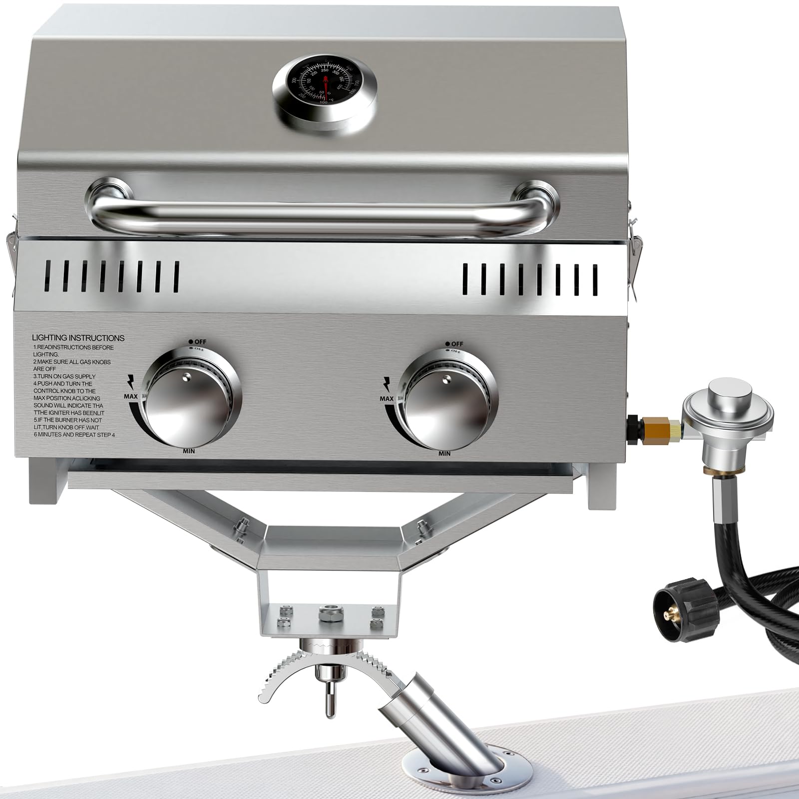 Bestfire Marine 2-in-1 Boat Grill with Rod Mount &amp; Removable Legs