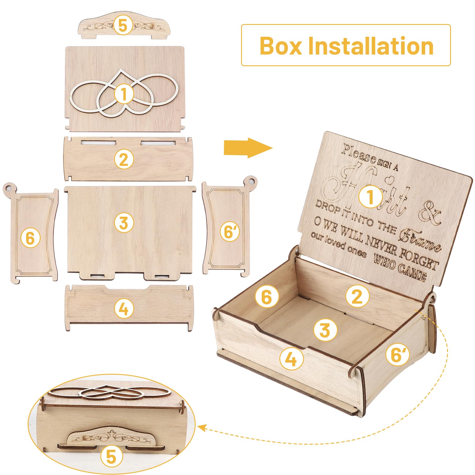 Libro Firmas Boda NUPTIO Único Libro De Invitados De Boda Alternativo Con  75 Corazones De Madera, Libro De Visitantes Rústico Con Corazones De  Madera, Caja De Presentación Con Marco De Madera Libro, image size:1600x1600