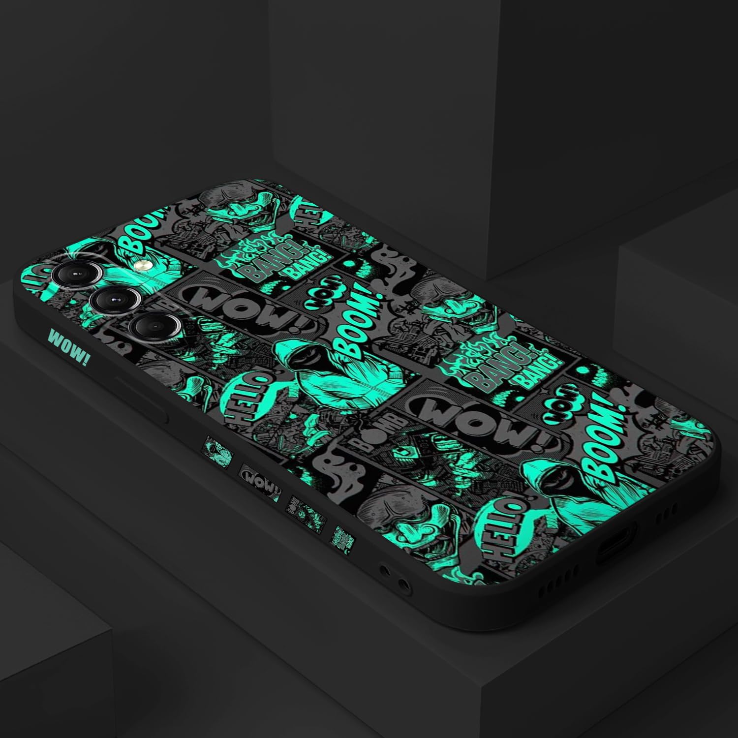 Gencyfu for Samsung Galaxy S24 Plus Case, Pattern Slim Liquid Silicone Anti Slip for Galaxy S24 Plus Phone Case 6.7 inch, Handsome Black