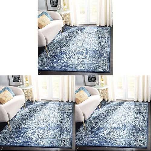 Miniatura 52 de SAFAVIEH Alfombra de Área 10x14 - Colección Evoke - Grande - Azul y Marfil, Diseño Envejecido, No Desprende Pelusa y Fácil de Limpiar, Ideal para