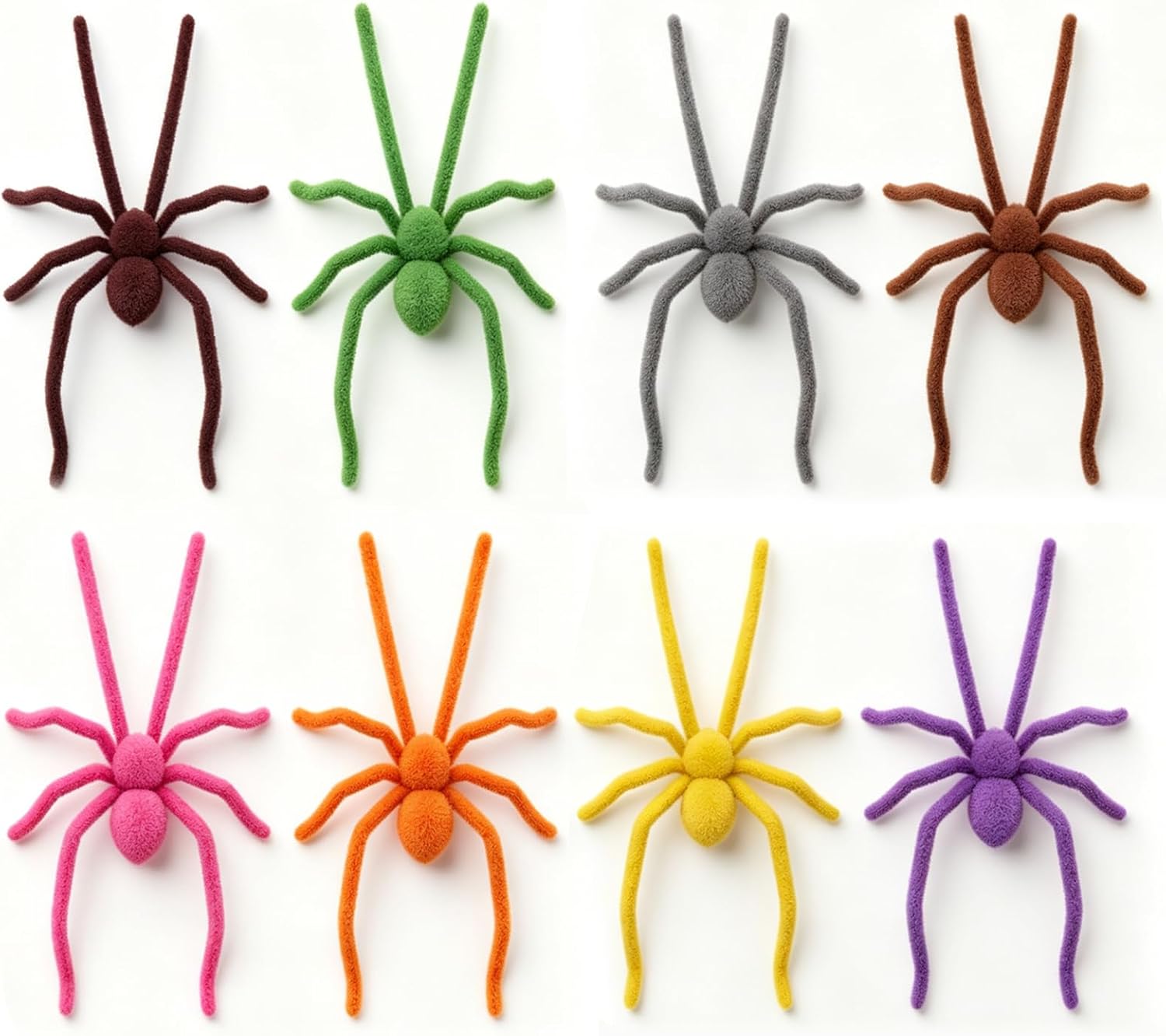 8PCS 3D Flocked Spider Fridge Magnets, Soft Fuzzy Realistic Spider Magnetic Decals – 8 Removable Bright Vivid Rainbow Refrigerator Magnets for Car, Garage, Locker, Indoor Outdoor Decor