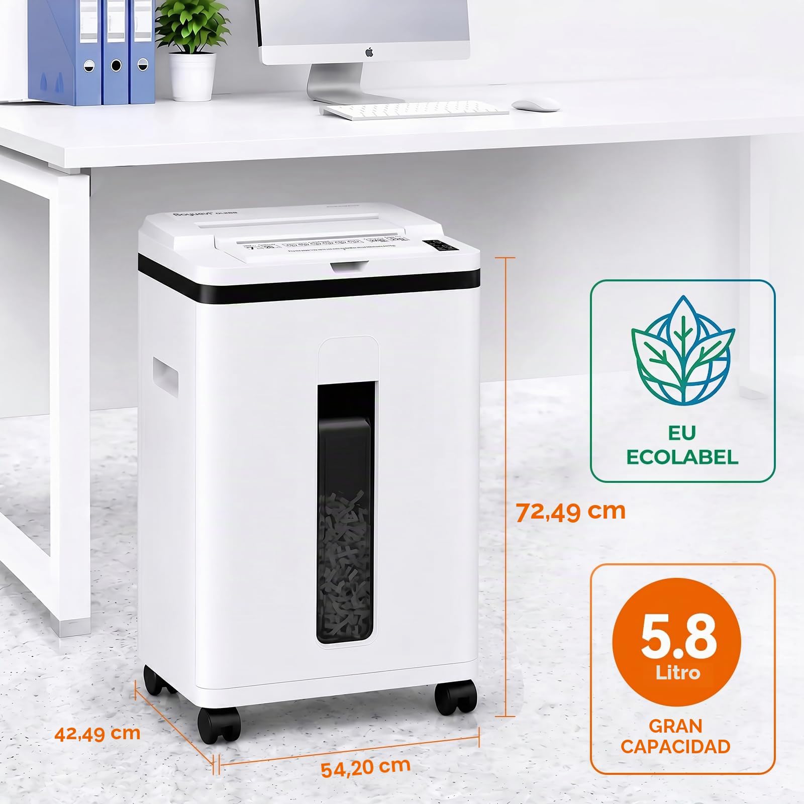 Trituradora de Papel con Alimentación Automática, 40 min Continuo, Nivel P-5, Destructora Eléctrica, Papelera 22L, para Oficina/Casa/Industrial/Hogar