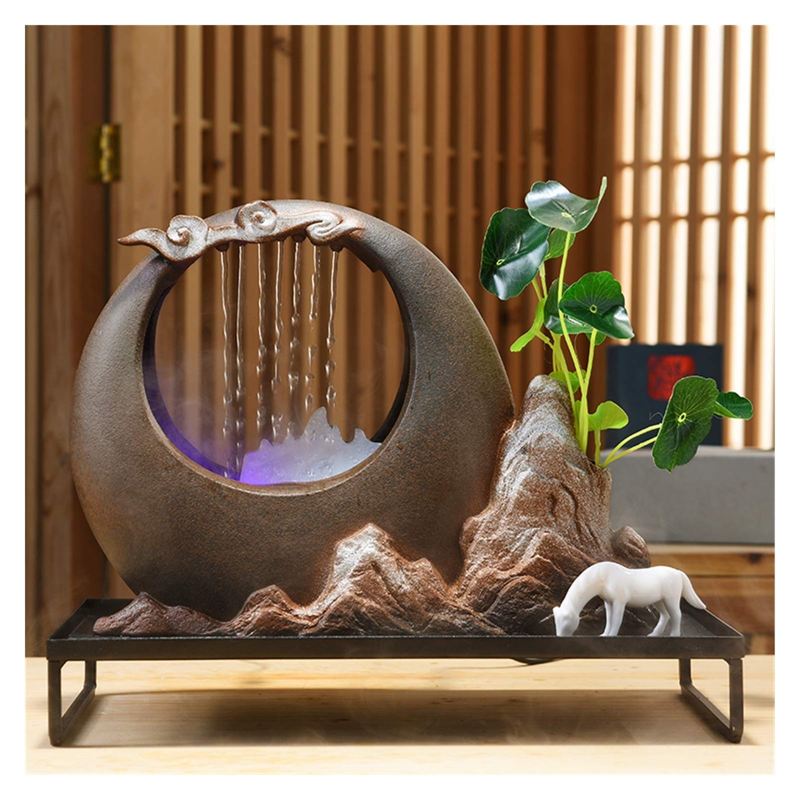 QUSYZD Creative Ceramic Desktop Rockery and Water Humidifier Object Lucky Office Store Opening Gift Fountain Desktop Fountains and Waterfalls Small,