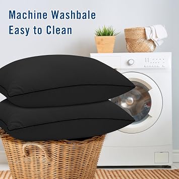 Standard Size Bed Pillows for Sleeping 4 Pack,Luxury Hotel Pillows,Comfortable and Supportive,Machine Washable,Suitable for Stomach,Back and Side Sleepers.(Black)