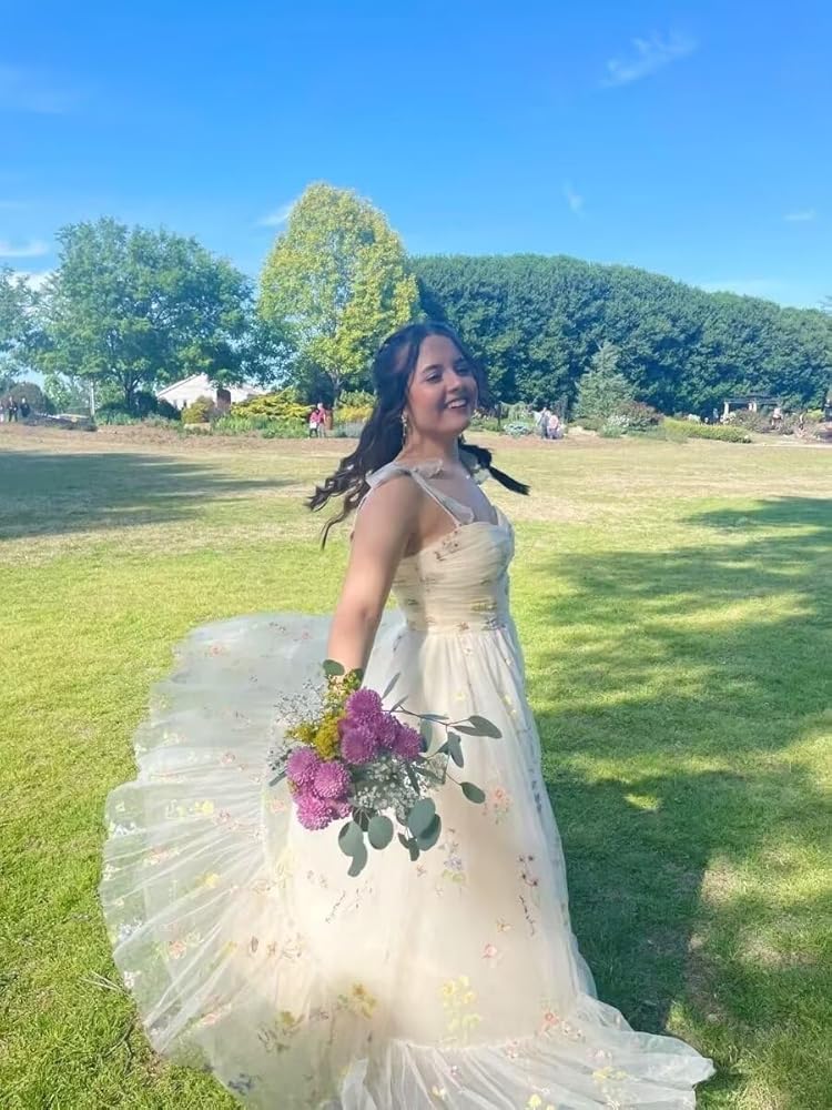 Zepumen Flower Embroidery Prom Dress Long Sweetheart Backless