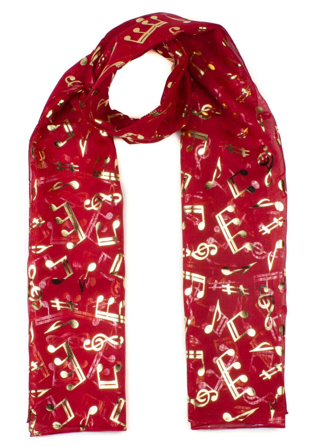 Mytoptrendz Men's Red Mytoptrendz® Fashion Scarf Music Note Print Lightweight Chiffon Neck Wrap (Red)