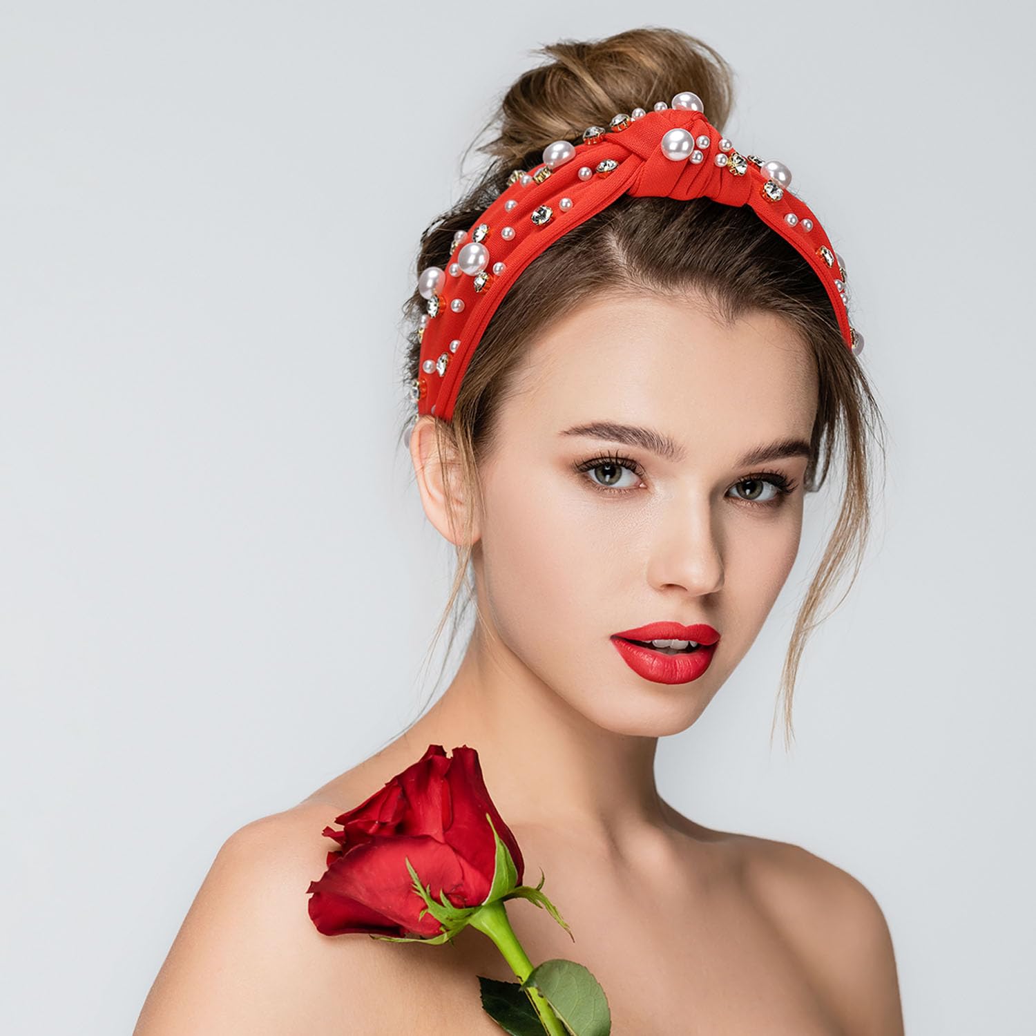 Amazon.com : WantGor Pearl Knotted Headband, Women  display picture 1