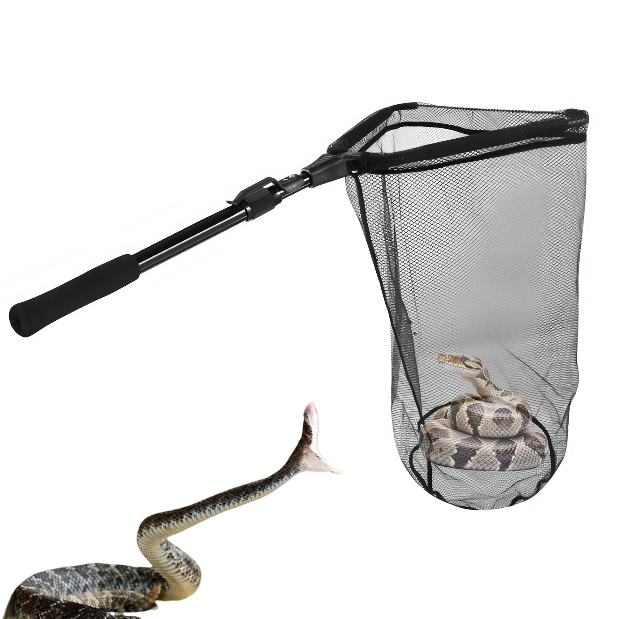 V-CHEETONG Snake Capture Net with Telescopic Handle, Tools for Handling Snakes and Reptiles Removing and Catching Place Snakes Into The Net Bag