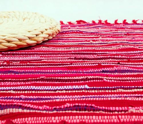 Miniatura 7 de Zeafeel Chindi - Alfombra de trapo, lavable a máquina, reversible, de algodón, tejida a mano, multicolor, a rayas, para dormitorio, sala de estar,