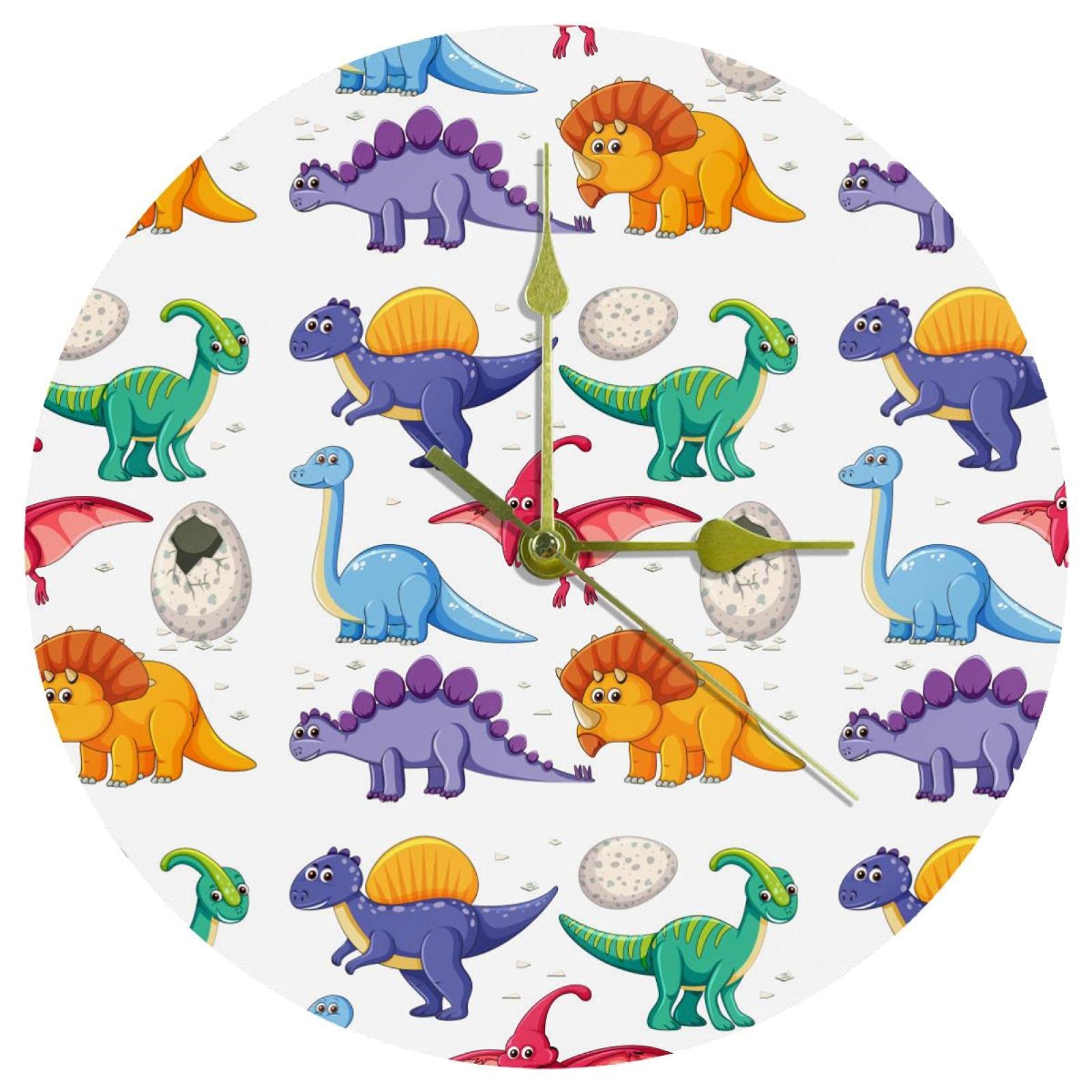Horloge murale ronde moderne acrylique dinosaure 24 cm pour decoration interieure