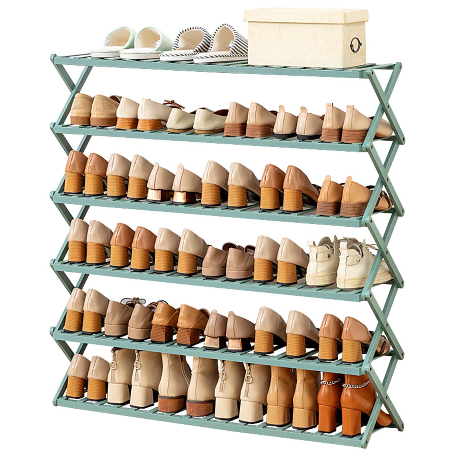Étagère à chaussures pour salon et couloir meuble pliable en bambou 3 niveaux