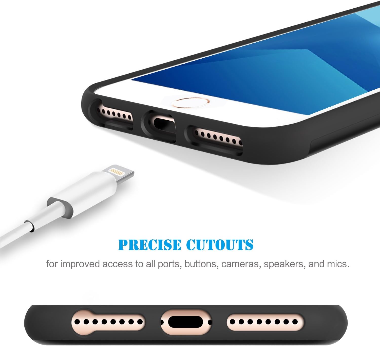 BENTOBEN iPhone 8 Plus Case, iPhone 7 Plus Case, Heavy Duty Shock Proof Protective Phone Case, Dual Layer Hybrid Hard PC Flexible TPU Slim Case - Black
