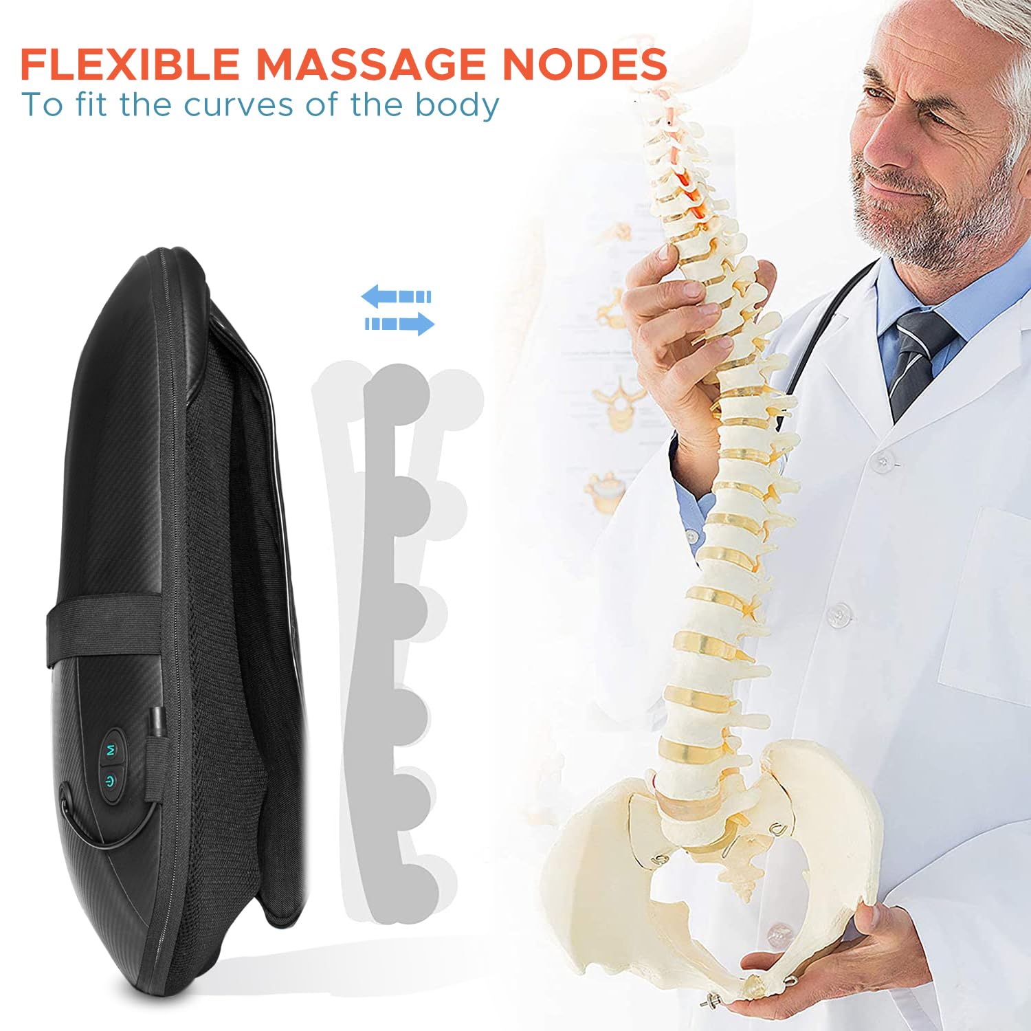 Kosmocare Corded Electric Back Massager Cushion With S-Track And Thai Step Kneading & Heating for Blood Circulation, Black - Image 2 thumbnail