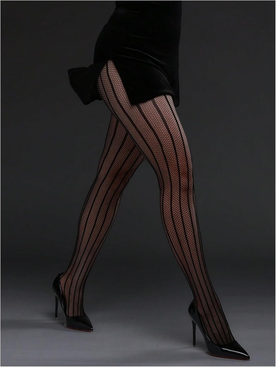 Milumia Women's Striped Pattern Fishnet Tights Sexy Sheer Mesh Stockings Pantyhose - Image 3