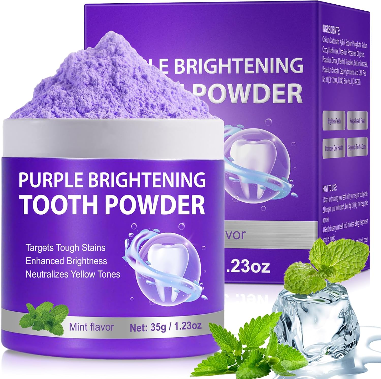 Teeth Whitening Powder, Removes Stains, Teeth Whitening, Toothpaste Whitening Powder for Coffee, Tea, Food, Wine, Keeps Breath Fresh, Promotes Oral Health,No Sensitivity, 35g