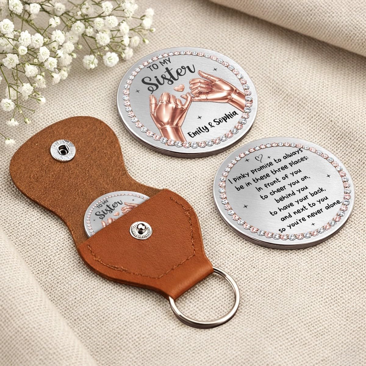 Pawfect House Custom Pocket Hug, Personalized Best Friend Birthday Gifts for Women, Besties, Sisters, BFF, Sisters by Heart Forever, 2D Friendship Gifts, Personalized Pocket Hug Token with Name
