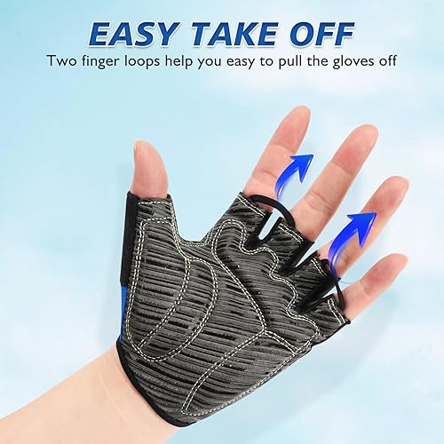 Miniatura 7 de Guantes de ciclismo con almohadilla absorbente de golpes, agarre extra, ajuste flexible, peso ligero, transpirable para hombres y mujeres ciclismo