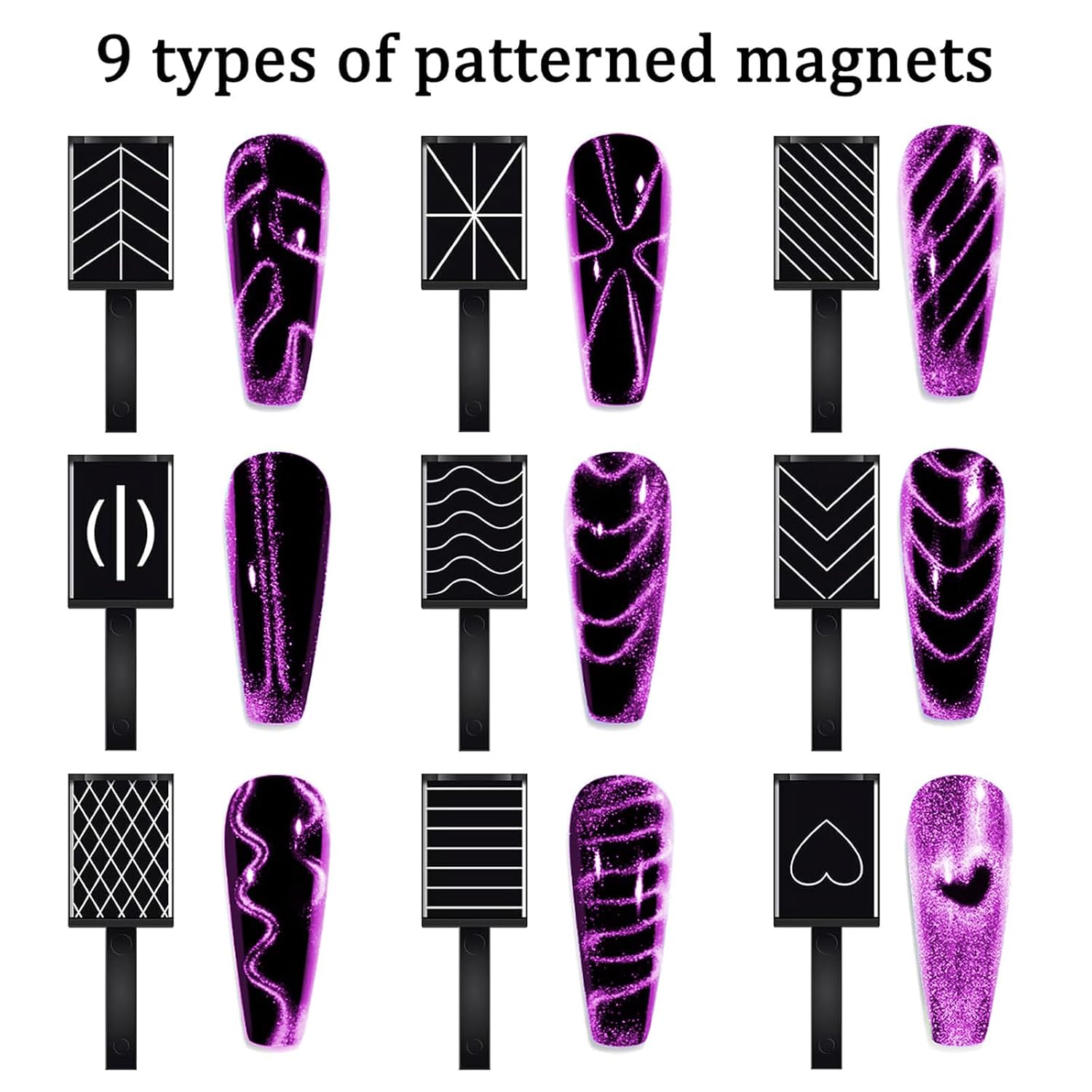 72Pcs Nail Magnet Tool Set, Cat Eye Gel Nail Polish Magnet Wand, Magnetic Nail Polish, Cat Eye Magnet for Nails, Cat Eye Magnets Tool Nail Design Tools Nail Art Accessories