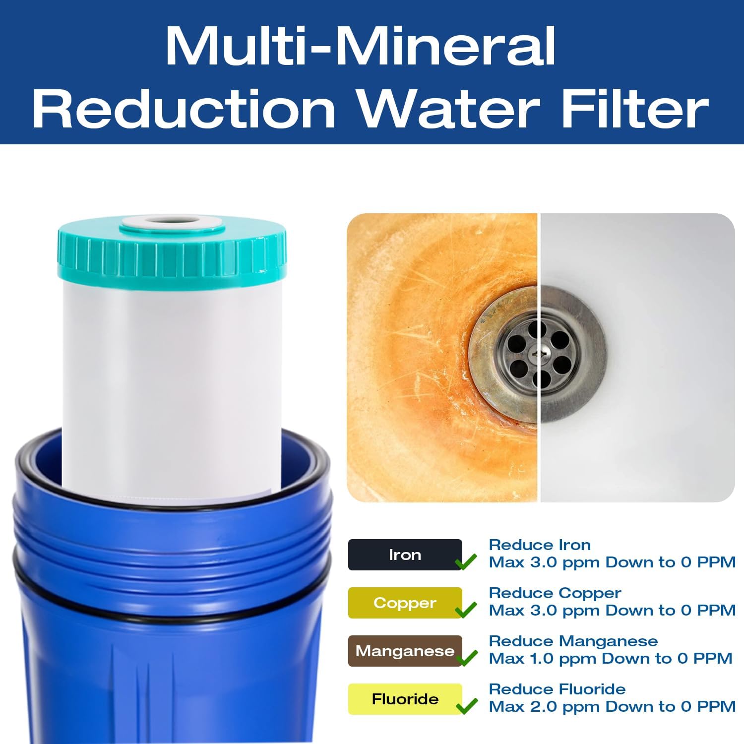 H&G Lifestyles 4.5 x 20 Iron Fluoride Water Filter Cartridge, Reduce Iron Manganese Fluoride,Compatible with ECP20-20BB, AP810-2, SPC-45-2020, R30-20BB, HDC3001, - Image 4