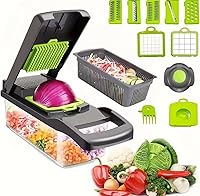 Vista 1 de Veggie slicer 16 pieces (Gray, 1) 16 pieces hand operated vegetable slicer, veggie chopper, food chopper, onion cutter.