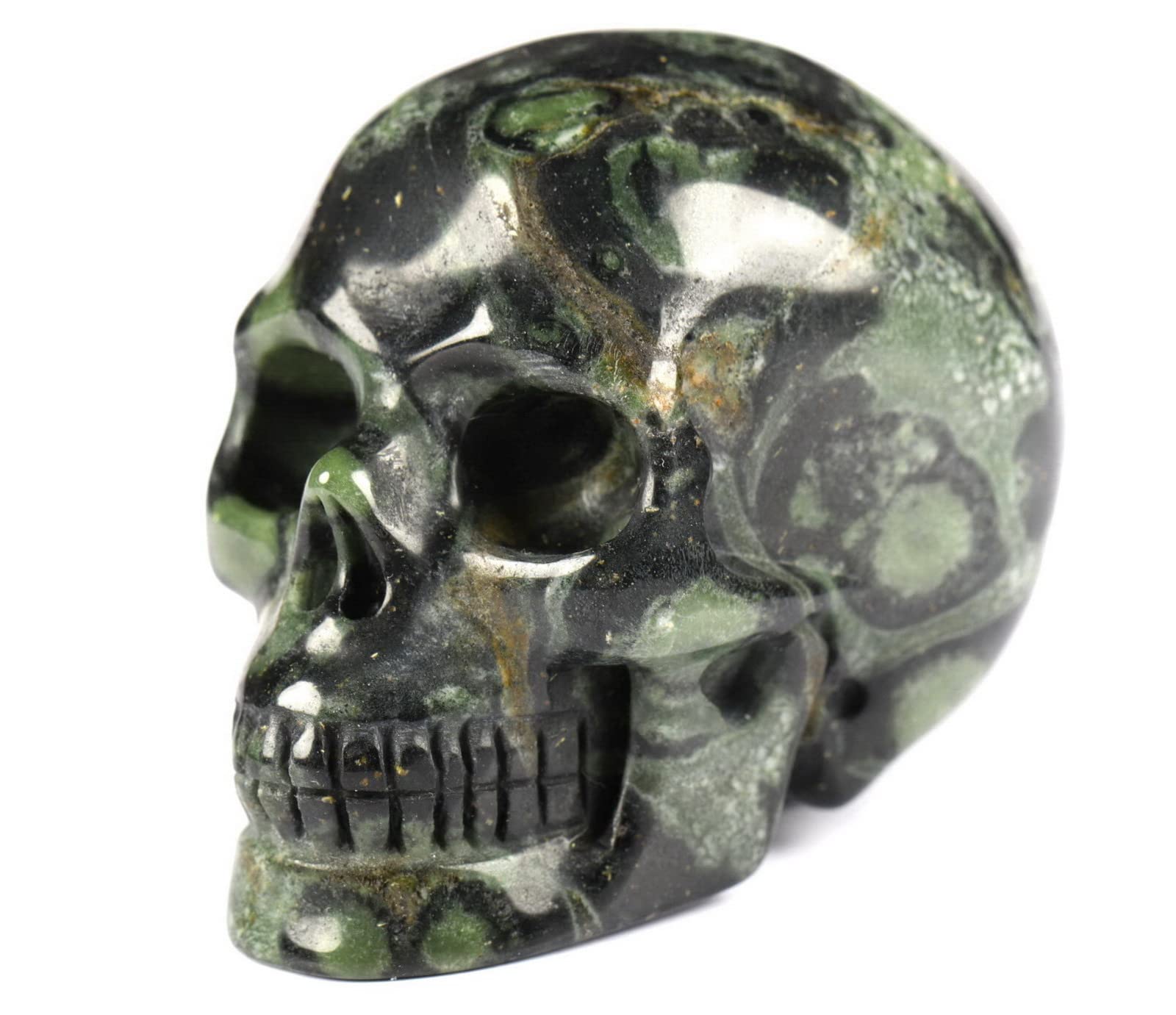 Skullis 2.0" Kambaba Crystal Skull, Hand Carved Gemstone Fine Art Sculpture, Reiki Healing Stone Statue.2