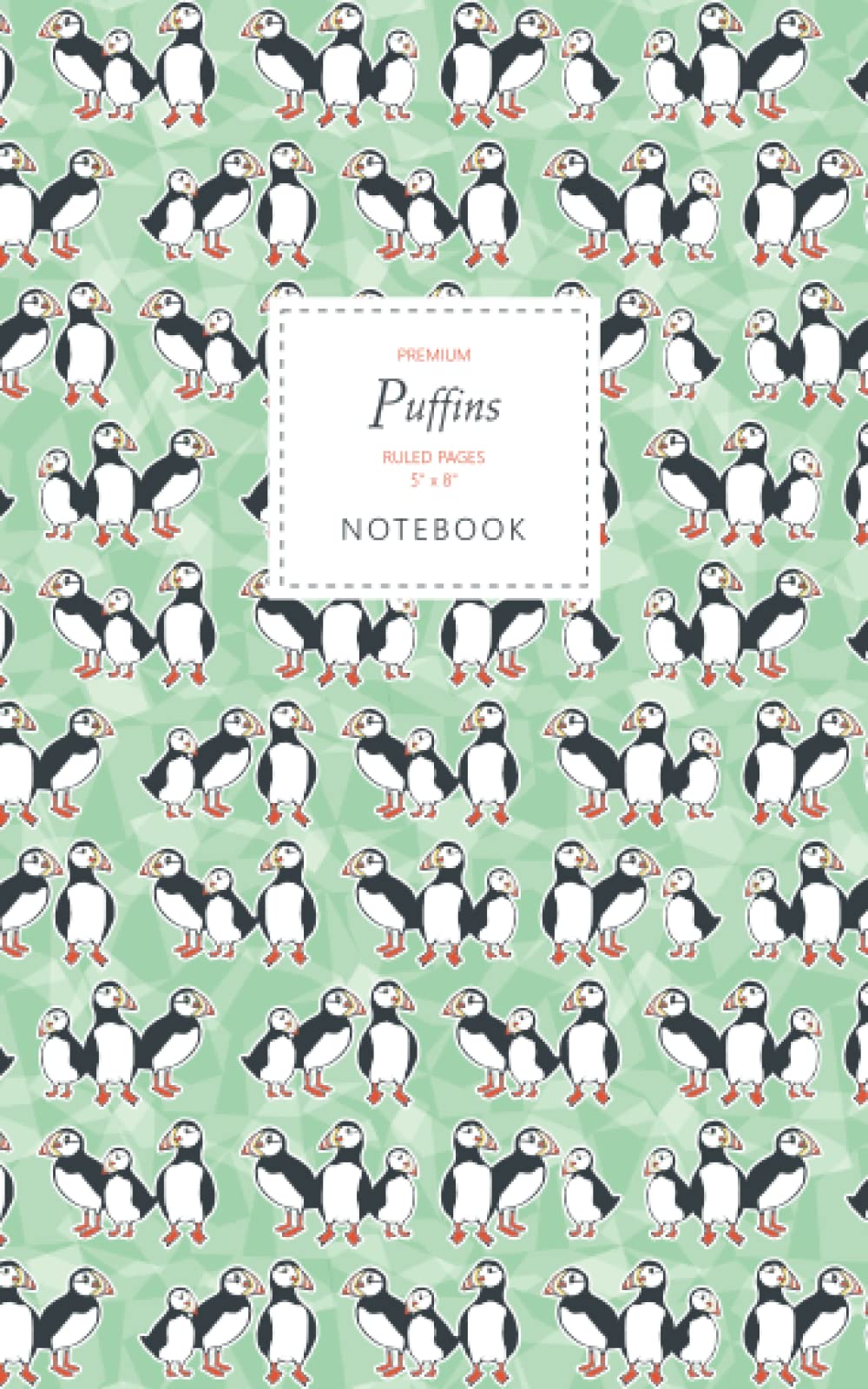 Puffins Notebook - Ruled Pages - 5x8 - Premium: (Green Edition) Fun notebook 96 ruled/lined pages (5x8 inches / 12.7x20.3cm / Junior Legal Pad / Nearly A5)