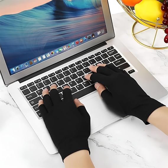 Aputue Yarım parmak eldiven, 2 Çift Unisex UV Koruma Güneş Korumalı Eldiven, Sürüş Bisiklet Balıkçılık Golf ve Açık Hava Aktiviteleri İçin Siyah Parmaksız Eldiven, Standart Beden
