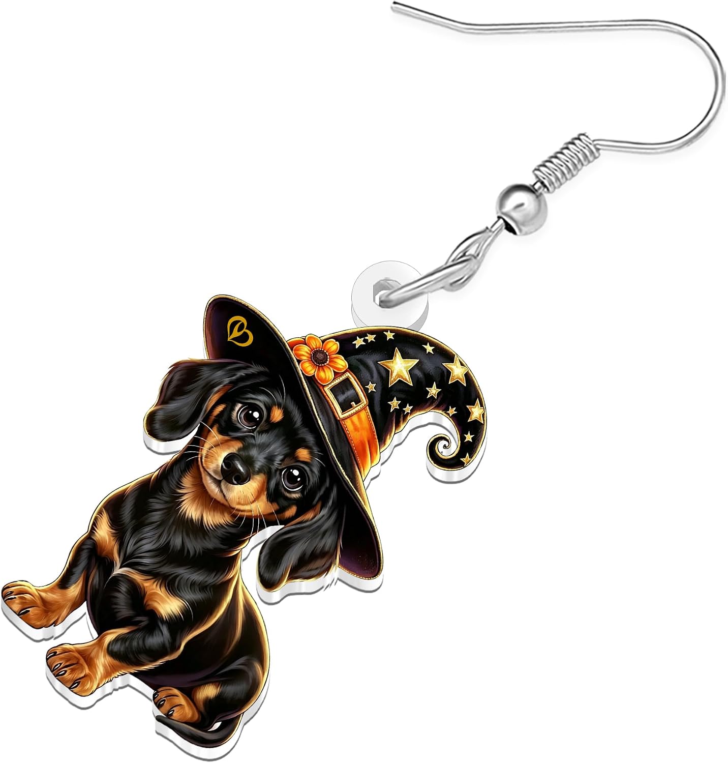 NEWEI Acrylic Cute Halloween Dog Dangle Earrings Gifts for Women Mom Dog Lovers, Spooky Puppy Pets with Pumpkin Halloween Costume Jewelry Accessories image 4