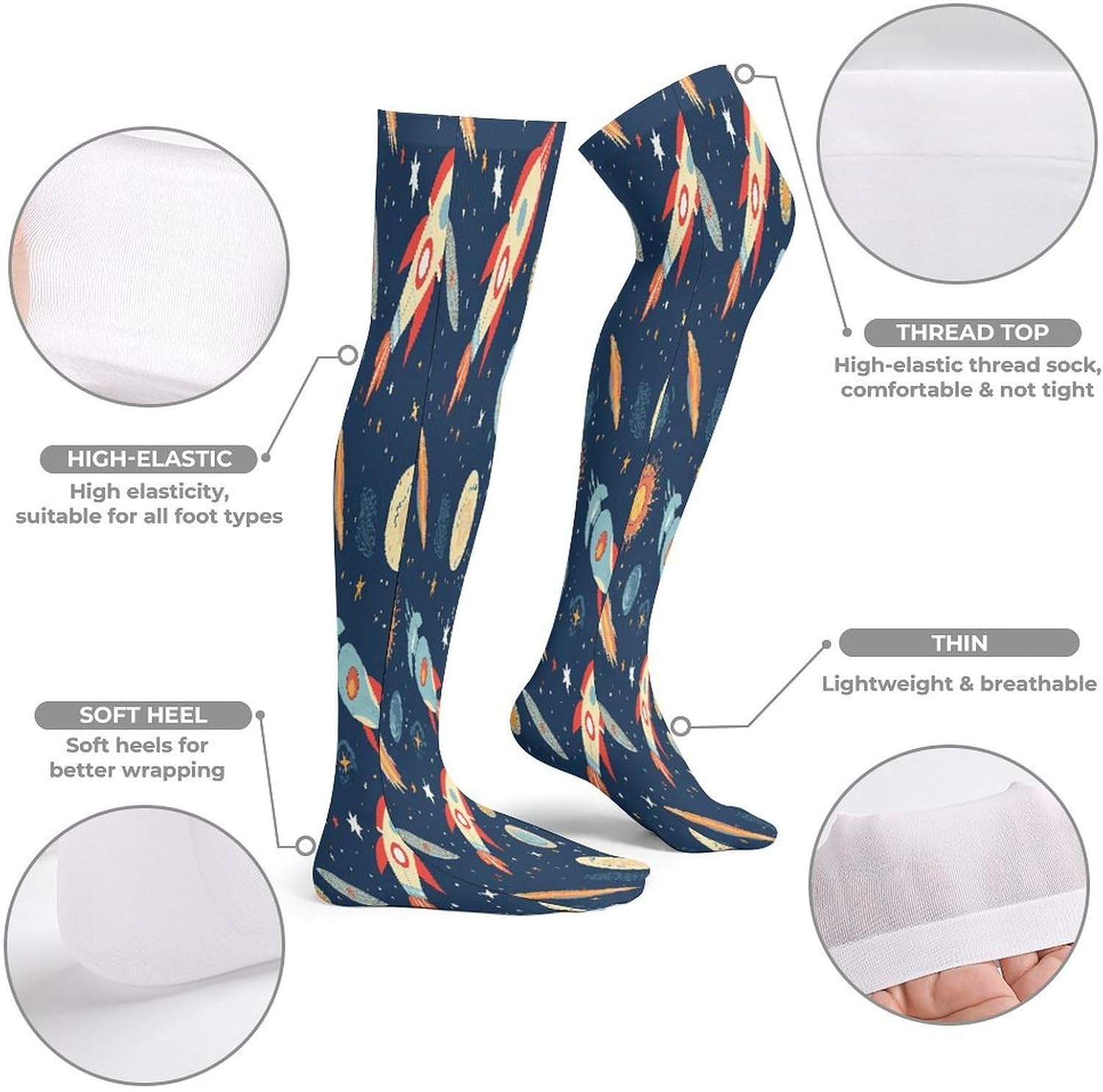 Rocket in Space Women High Waist Fishnet Stockings Stretch Mesh Pantyhose Sexy Trendy Legwear for Daily Wear