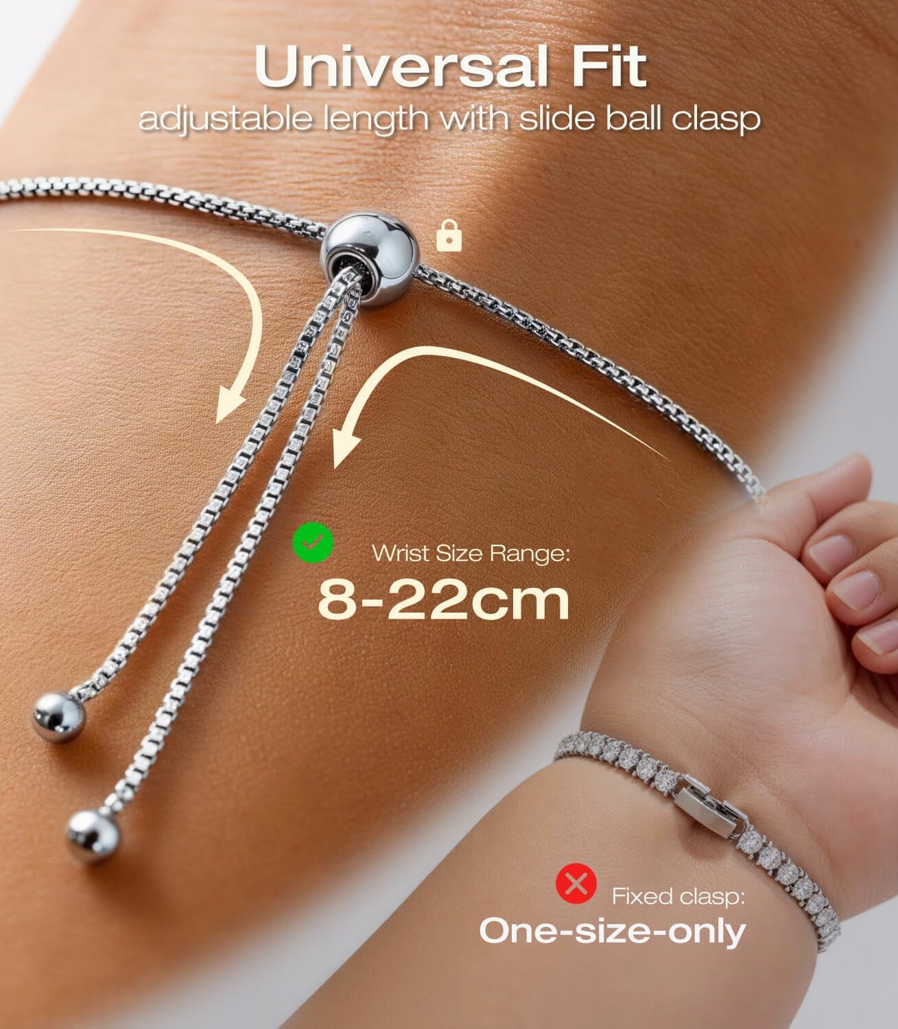 Lovans Tennis Bracelets for Women Adjustable Silver Tennis Bracelet for Women in Size 4-8.5 Inches - Image 6