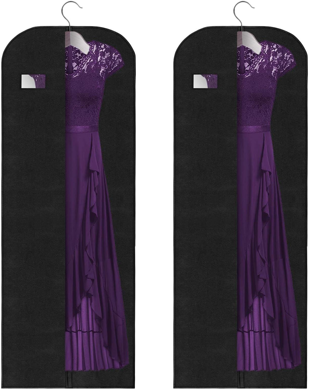Vicloon 2PCS Garment Bags, Clothes Cover Bags Set Waterproof Dustproof With Zipper, Long Garment Bags Dress Covers for Women Breathable Protector for Clothes/Shirts/Gowns/Dresses 60 * 180cm