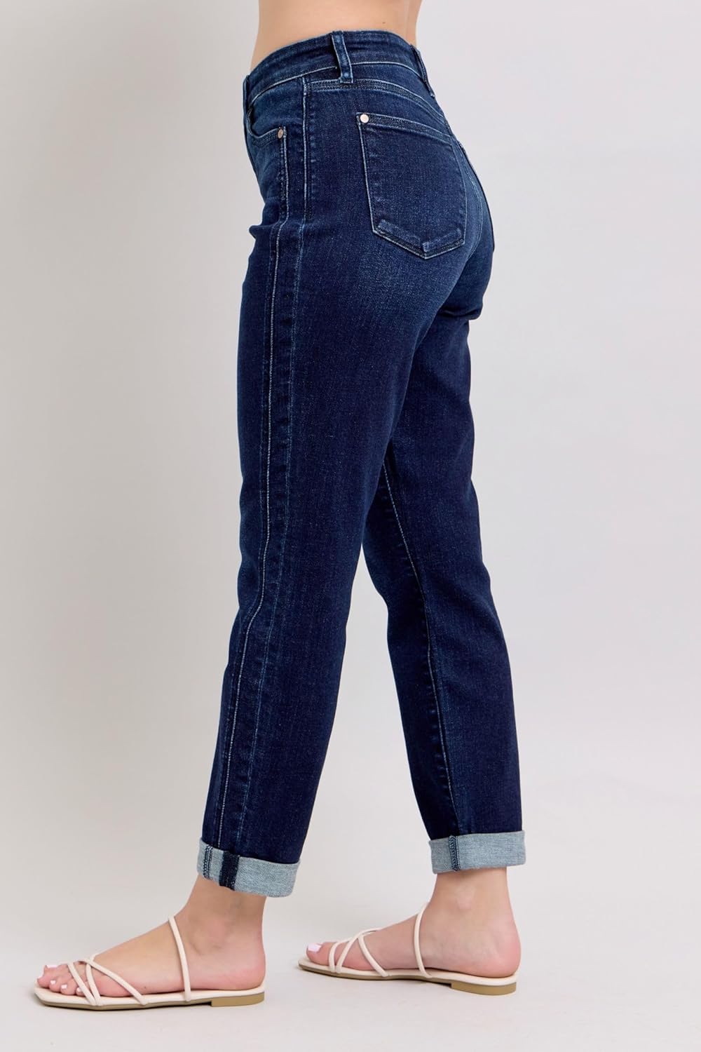 Judy Blue High Waist Boyfriend Jeans for Women | Stretchy Relaxed Fit Denim | Cuffed & Uncuffed Options – 82646 - Image 3