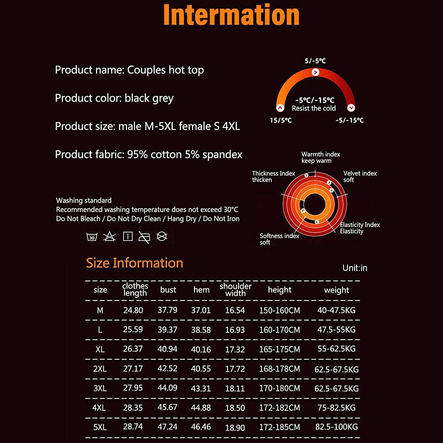 USB Electric Heated Thermal Top for Women Men, Heating Shirts Fleece Lined for Winter Outdoor (No Battery)