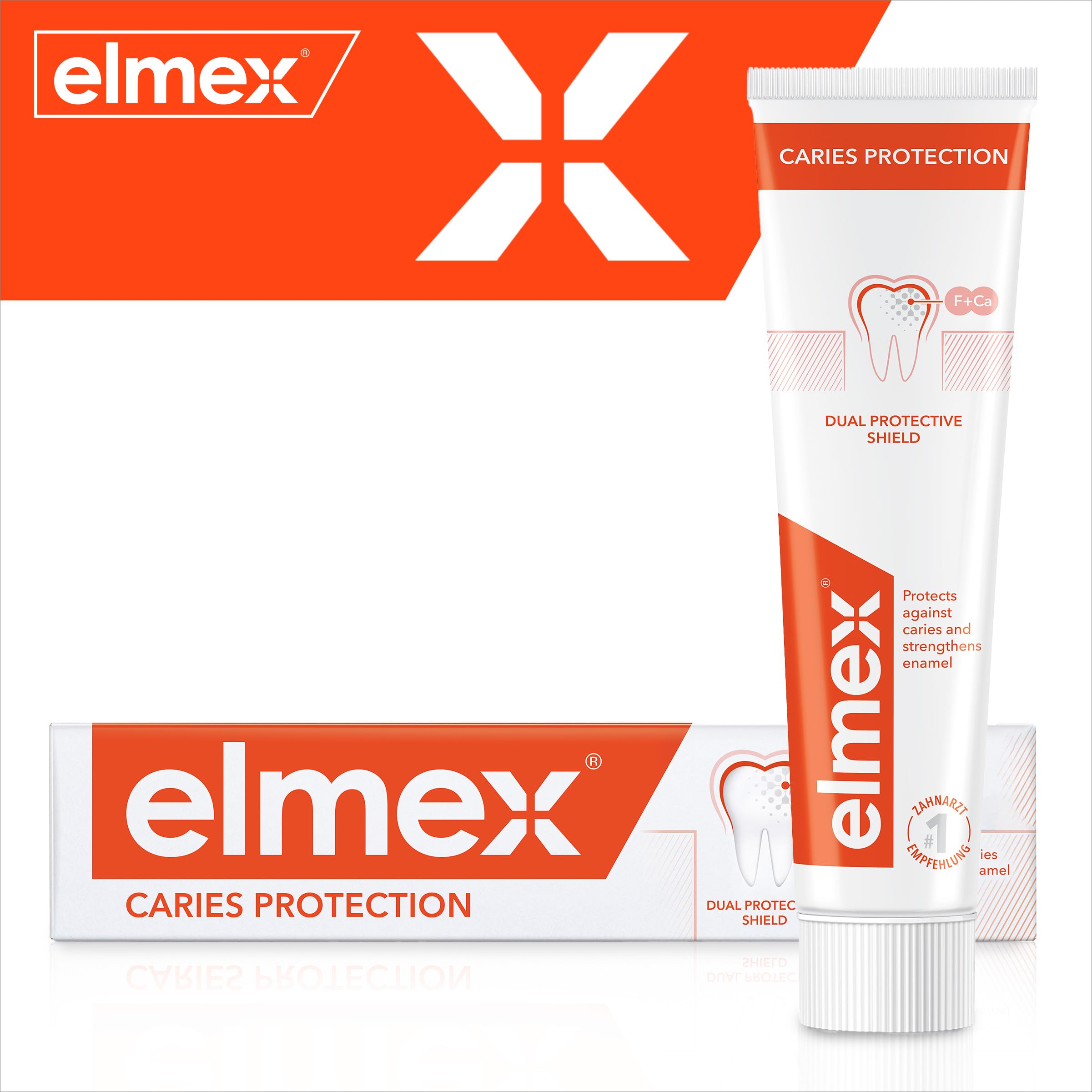 Elmex Protección Caries Pasta de Dientes con Fluoruro de Amina | Pack 4 Uds x 75ml | Protege contra la Caries | Dentífrico que Fortalece el Esmalte | Protección Superior de los Dientes