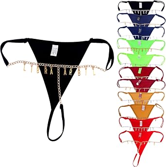 Custom Thong G-String for Women Body Chain Thong with Name Personalized Sexy Panties for Her Letter Underwear