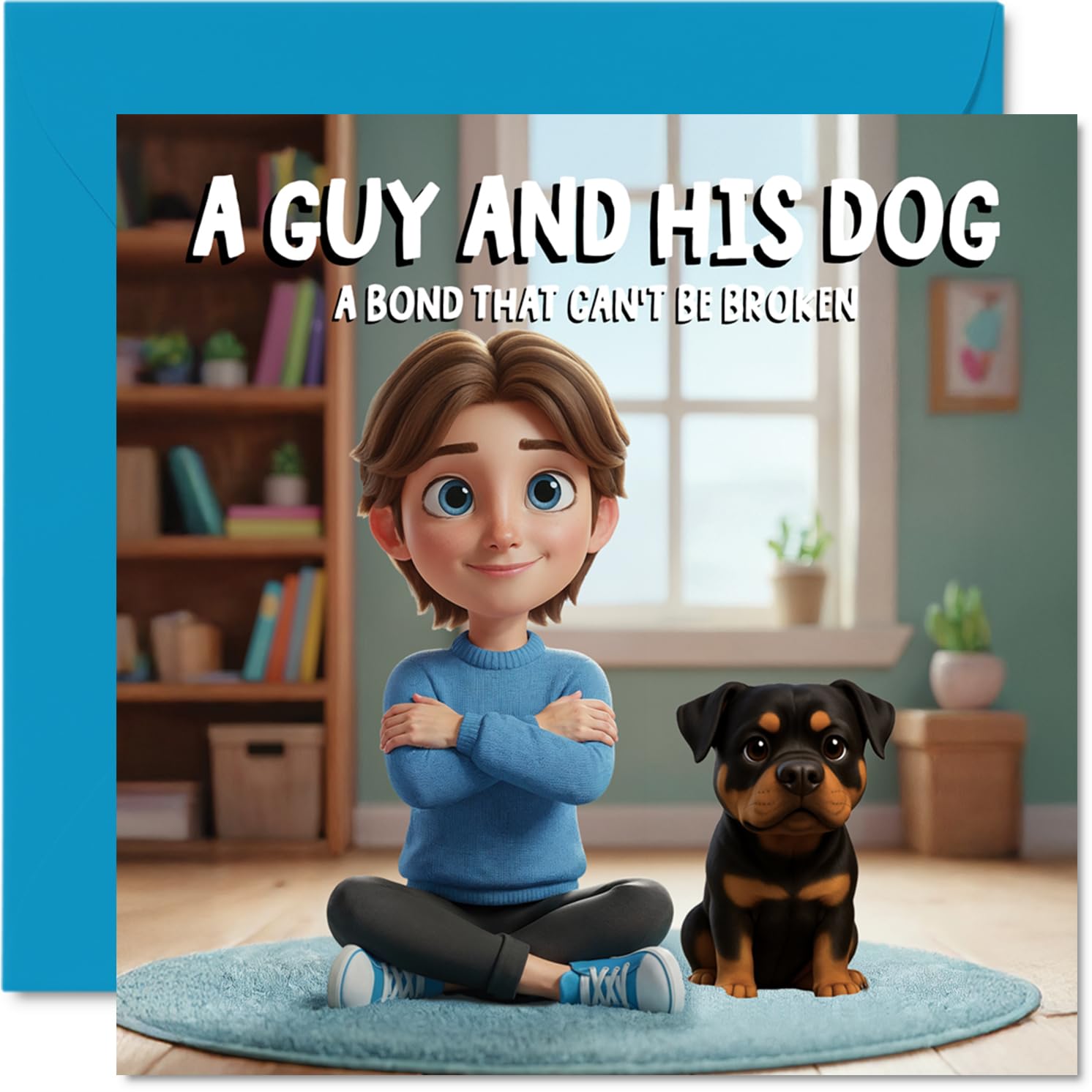 Rottweiler Birthday Card for Men - A Guy and His Dog - Happy Birthday Card for Men, 145mm Male Greeting Cards