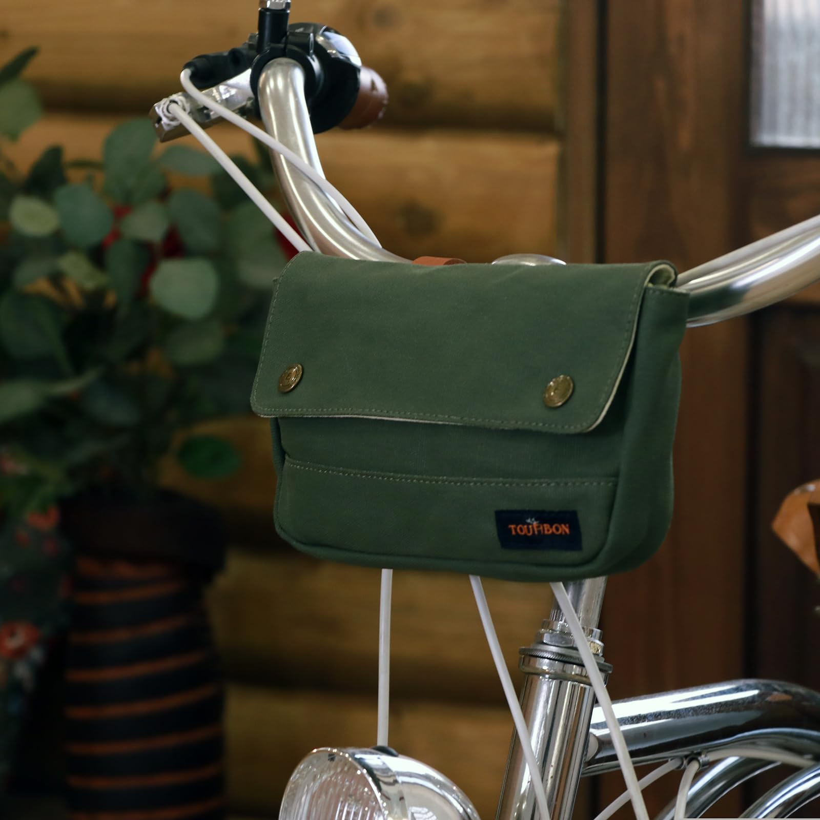Tourbon Vestes Blousons Coupe Toile Pochette Sac pour Guidon de vélo pour vélo Bagages - Vert, Femme Homme Enfant, Handlebar Bag for Bike, Green