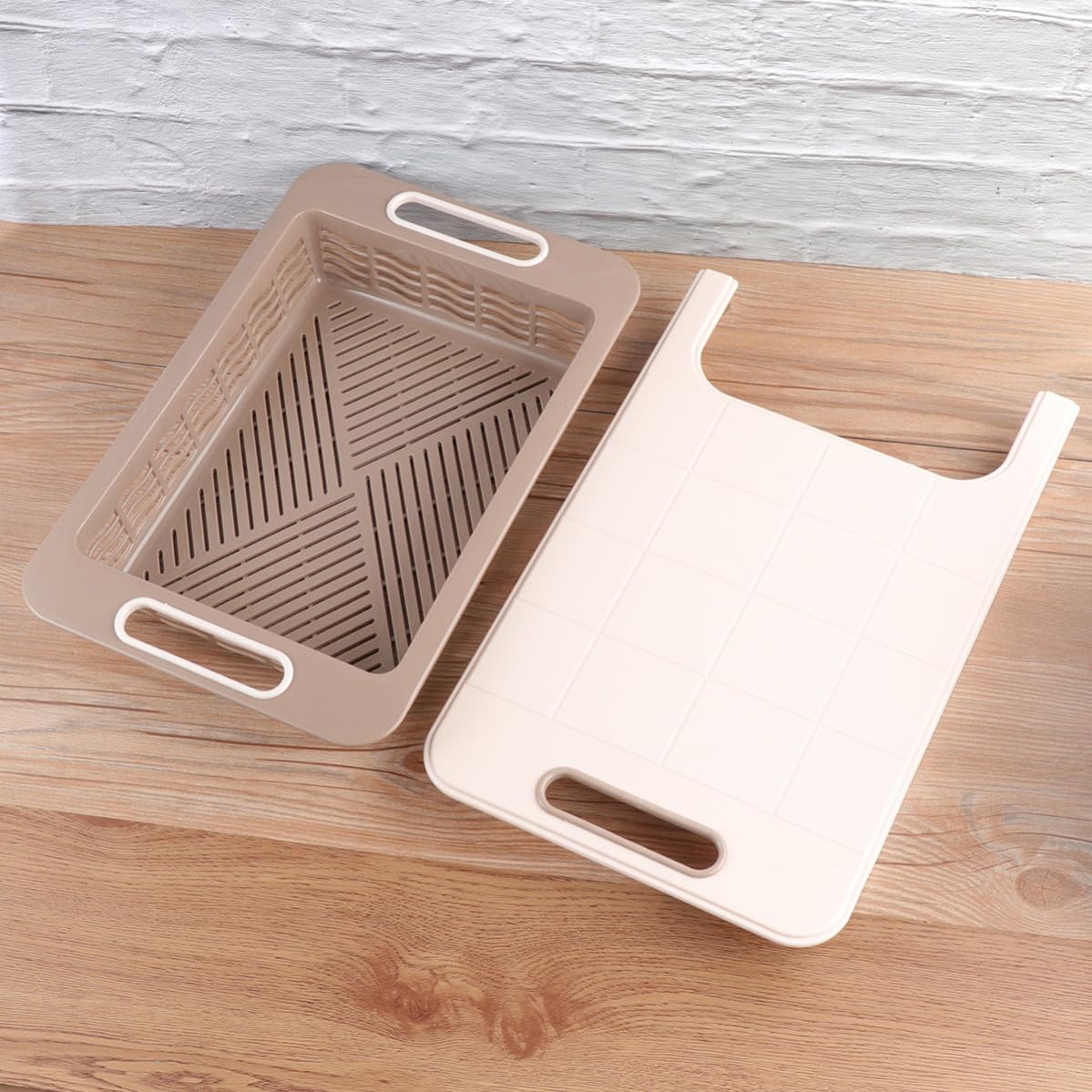 ULTECHNOVO Tabla de Cocina Multifuncional de Plástico PP Desagüe y Cesta para Verduras, Extensible, para Uso en Camping y Preparación de Alimentos Color Reutilizable Color Aleatorio