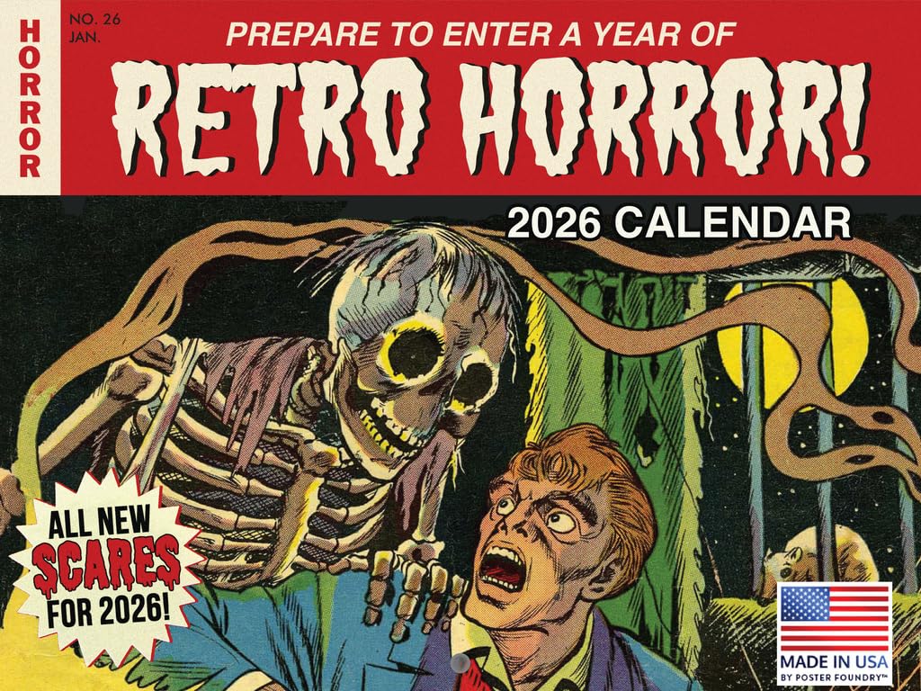 Retro Horror Calendar 2026 Classic Monsters Monthly Wall Calender 12 Month | American Made In The USA