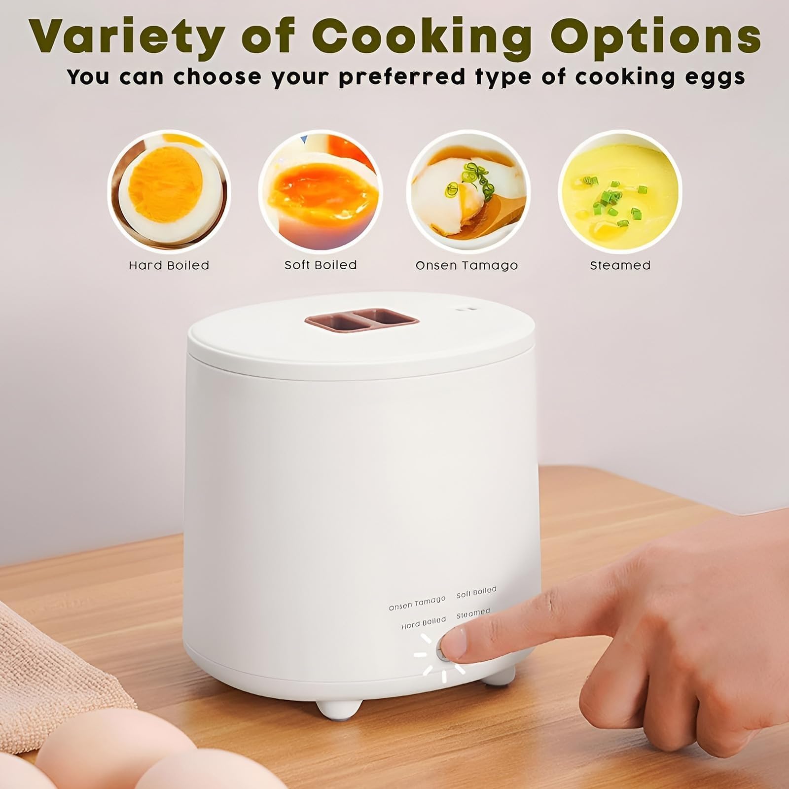 Inteligentny parowar jajek,domowy jajowar,wbudowana podstawka,ceramiczna miska, precyzyjna kontrola temperatury,4tryby, zabezpieczenie przed gotowaniem sucho,jajek miękko,średnio twardo