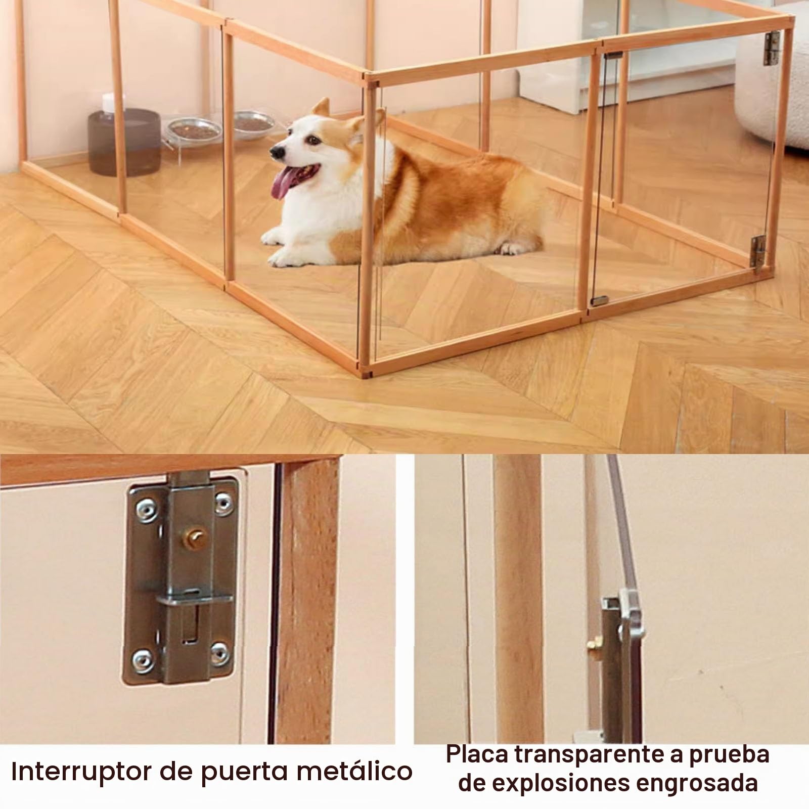 Parque para Perros Transparente, Parque para Perros de plástico acrílico Transparente para Interiores, Parque para Perros de acrílico, para Cachorros, Gatos, Conejos(Big Door,12 Pieces)