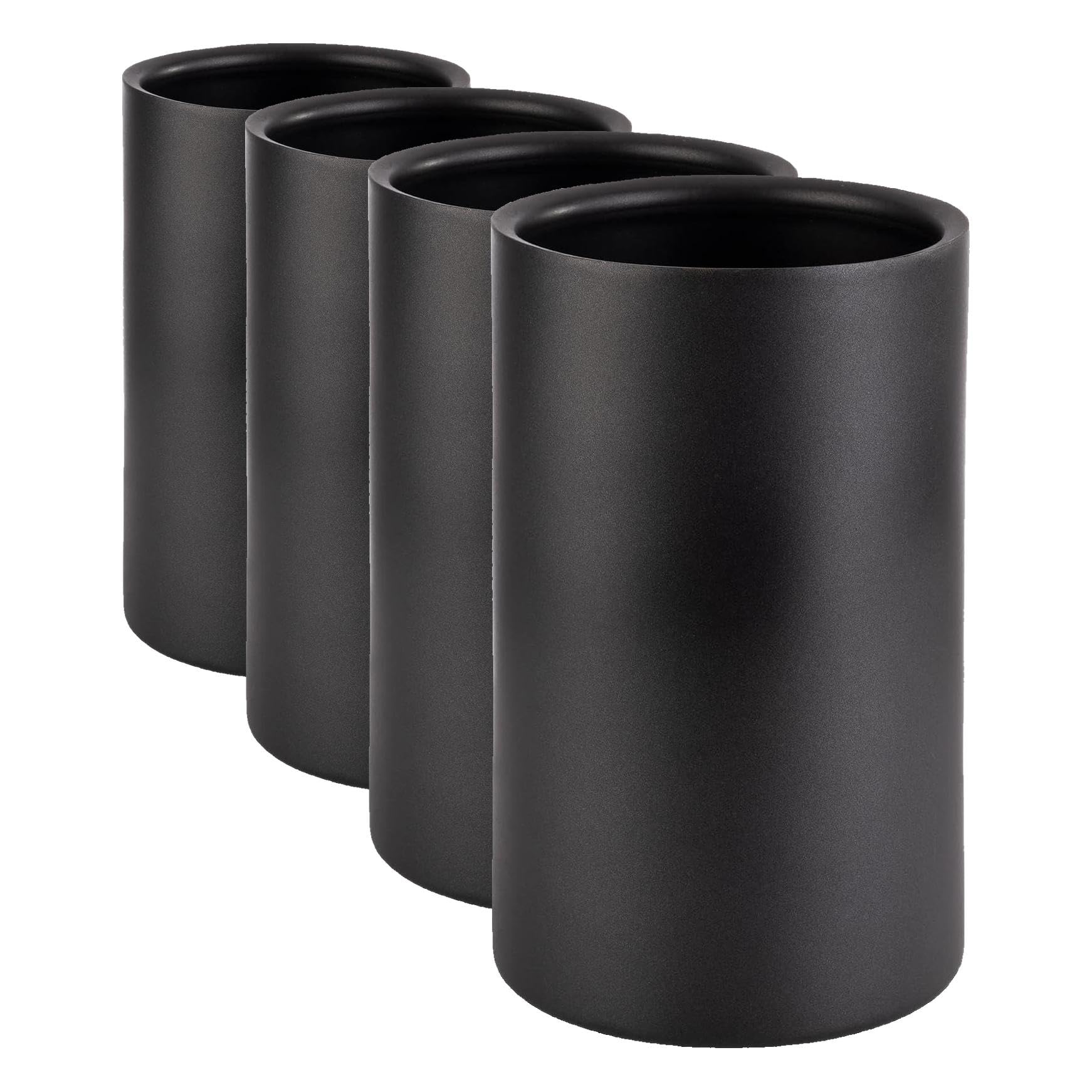 APS 36127 Doppelwandiger Flaschenkühler/Weinkühler für Flaschen mit max. Ø 10cm, schwarz/außen Ø 12 cm, H: 20 cm … (Packung mit 4)