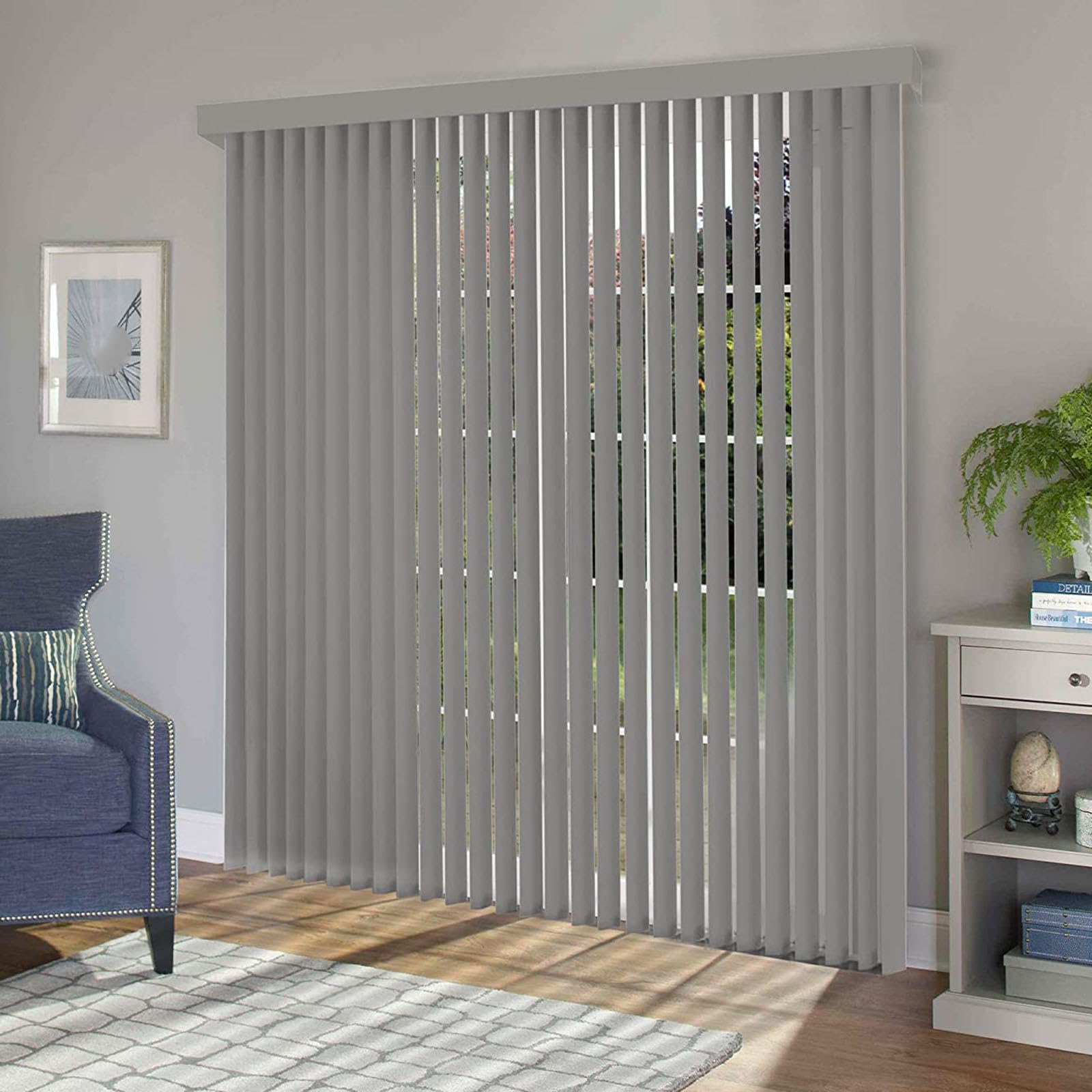 Pxzybd Vertical Slat Blinds 60/70/80/90/100/120/140cm,Vertical Shades for Indoor Windows,Fabric Slat Curtains,Vertical Venetian Blinds for Patio Doors,Thermal Insulated/Blackout,W×H-120x210cm/47x83in
