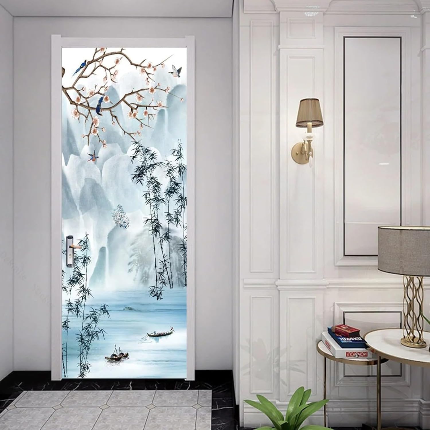Adesivi per Porte Interne Cinese Adesivo Porta 3D Bambù