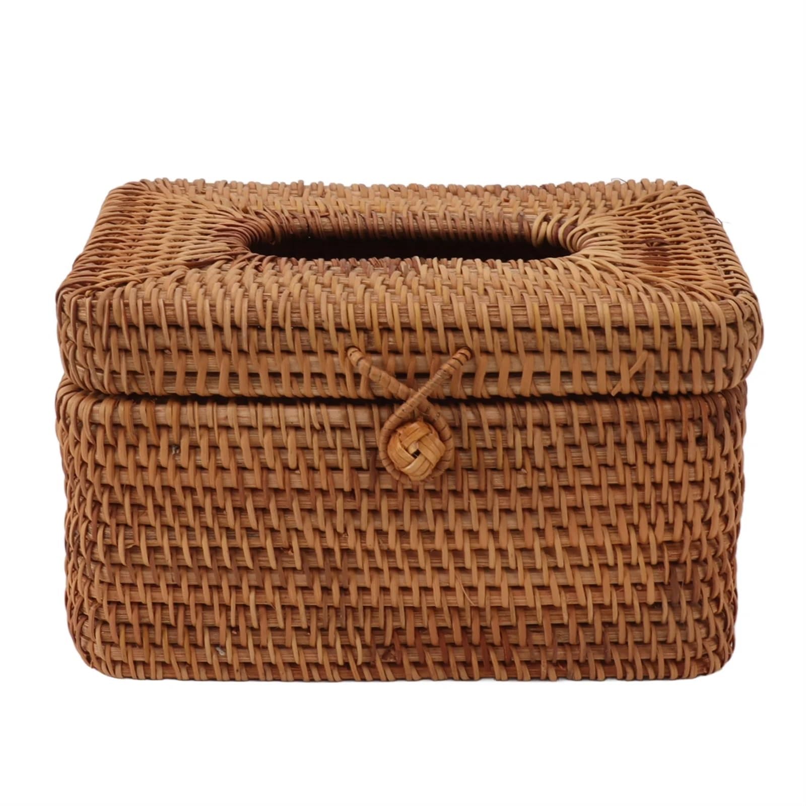 Kosmetiktücherbox aus Rattan Rattan gewebte Taschentuchbox-Abdeckung Rattan Taschentuchbox-Abdeckung natürlich schön for Wohnzimmer(Square)